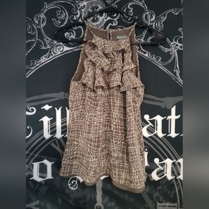 Ann Taylor Brown and White Sleeveless Blouse